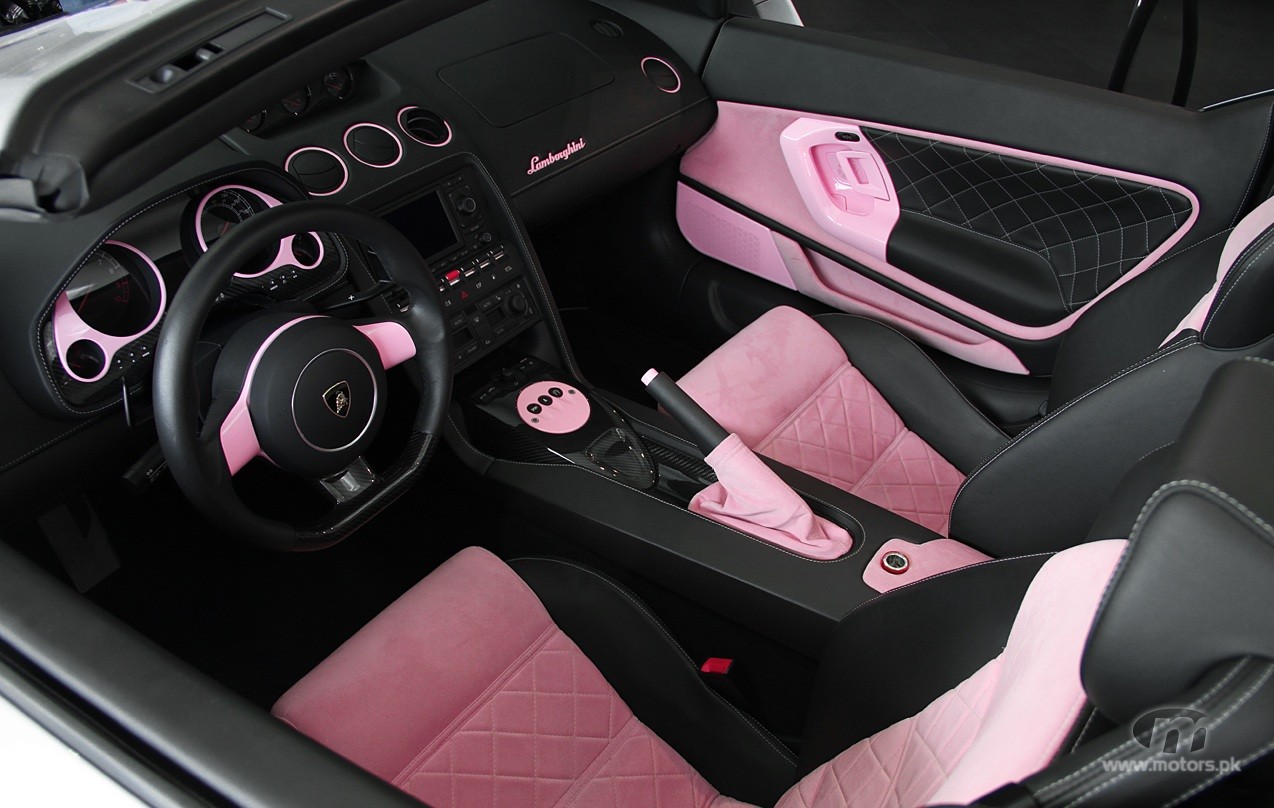 pink lamborghini interior view